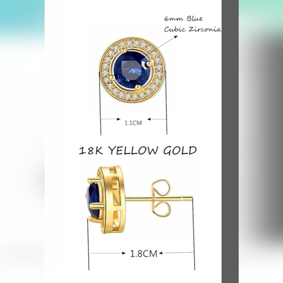 Fashion Jewelry Gold and Blue Earrings - Picture 3 of 6